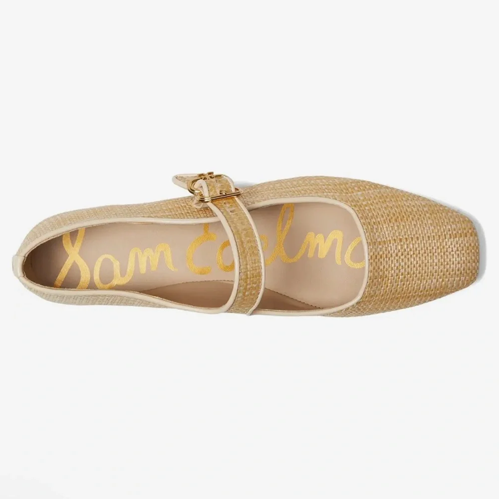 Sam Edelman Gold/Woven Mary Jane Flats Bleached/Beechwood - Picture 8 of 10